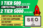 provide 1 Tier 500 contextual backlinks and 2 Tier 5000 Backlinks